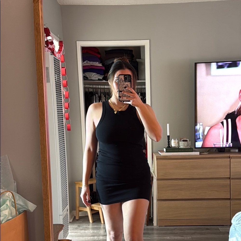 Cotton on Razorback Black Sleeveless Mini Dress